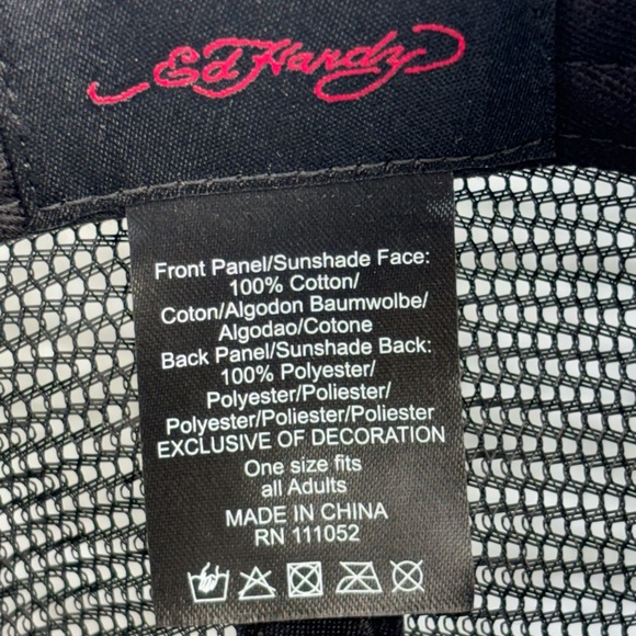 NWOT Ed Hardy DEH Mesh Snapback Trucker Hat Cap Lion Head Tattoo Black OSHA - Picture 12 of 13